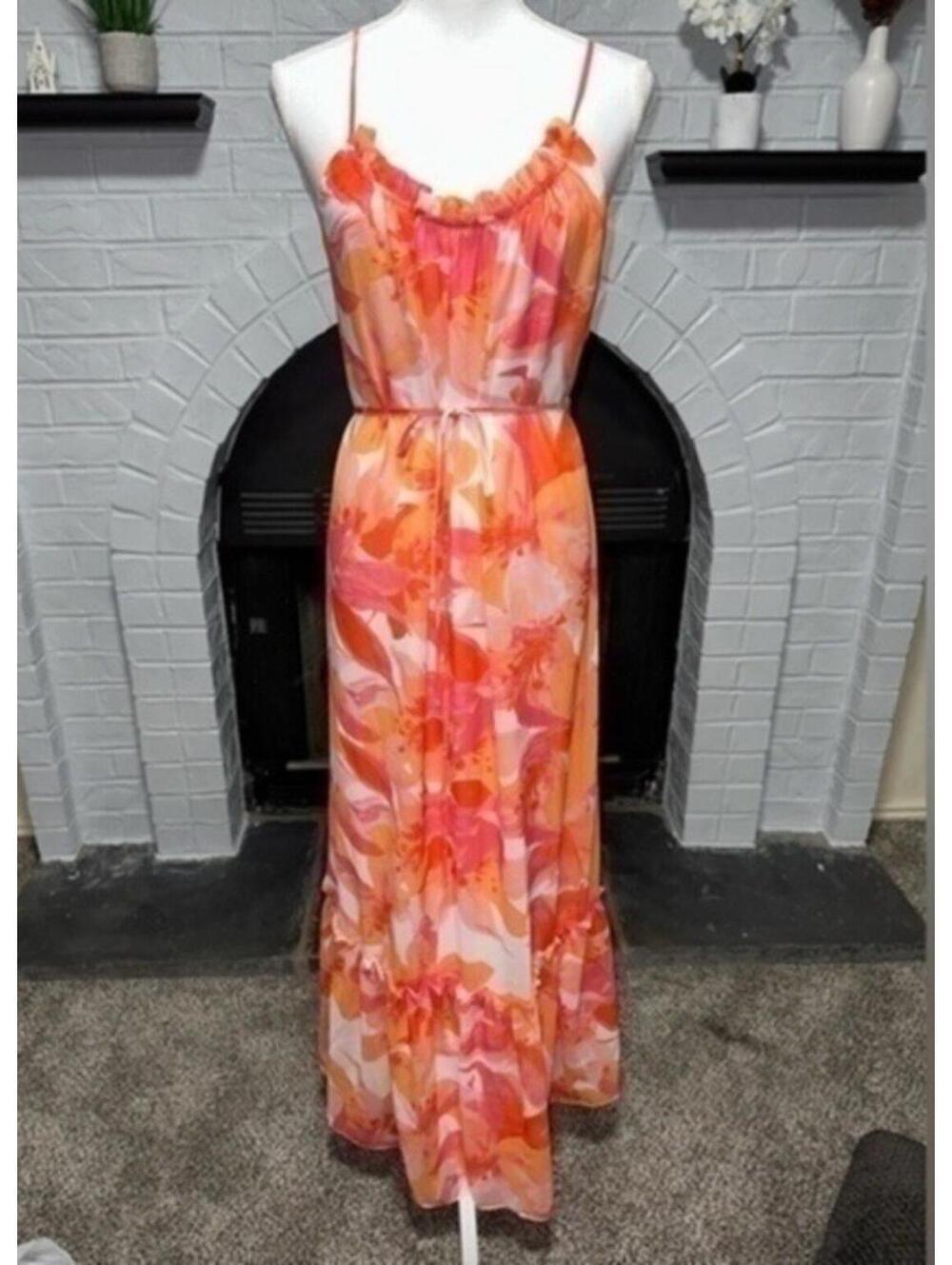 Nicole Miller Tropical Print Maxi Dress NWOT Large New